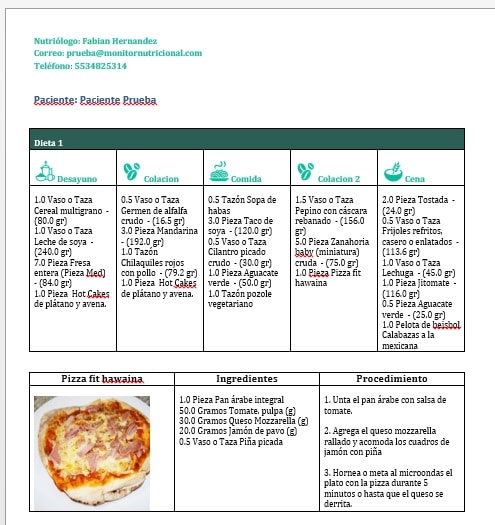 Nuevas funciones 2025. Software de nutrición hecho con Amor 1 dieta en formato de texto