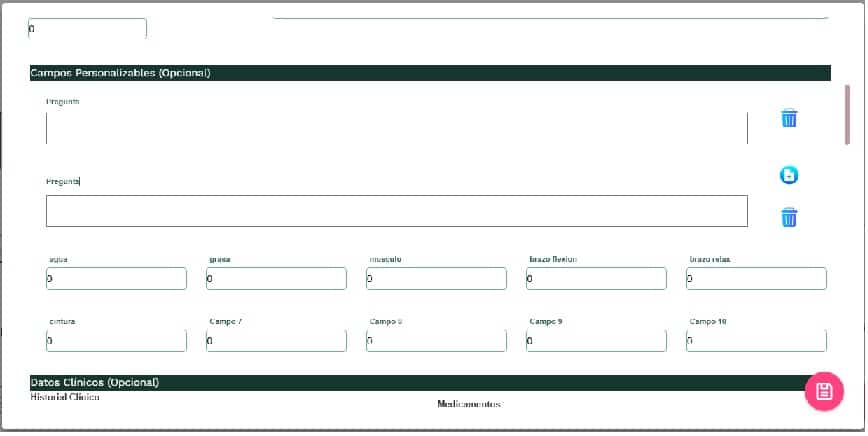 Nuevas funciones 2025. Software de nutrición hecho con Amor 4 expediente con campos personalizables