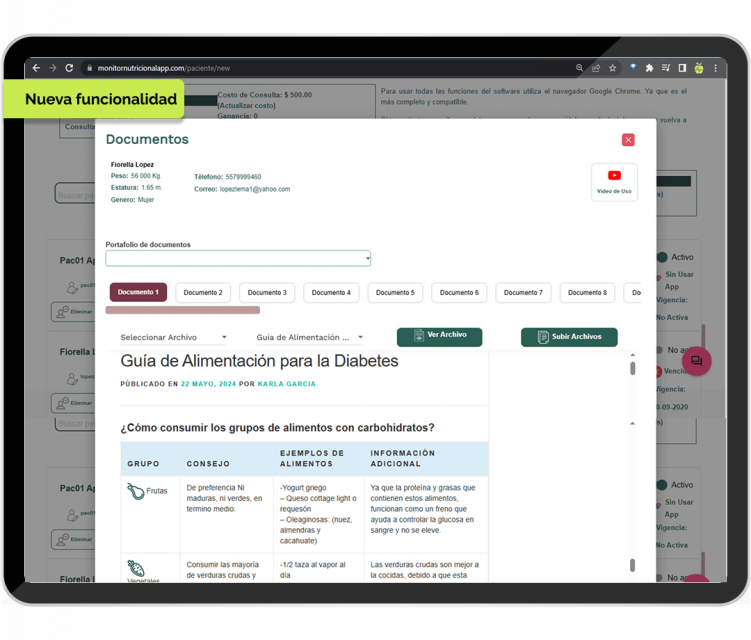 software funcion guias alimentacion